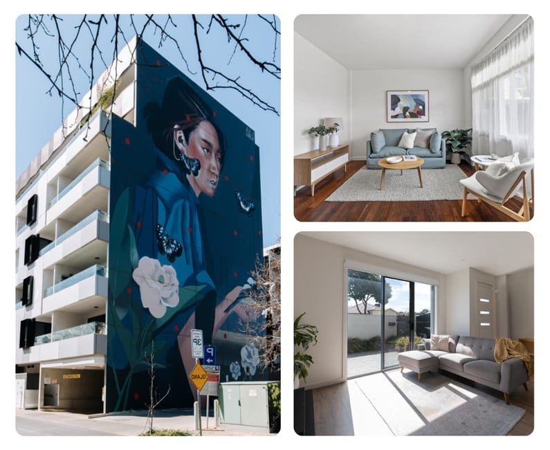 A Stadium Real Estate mural and two recently listed Adelaide interiors